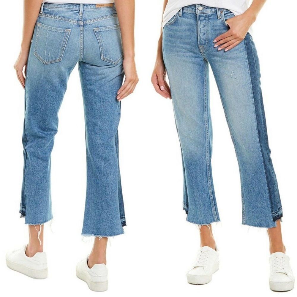 Grlfrnd jeans Jessica cropped raw‎ hem two toned
